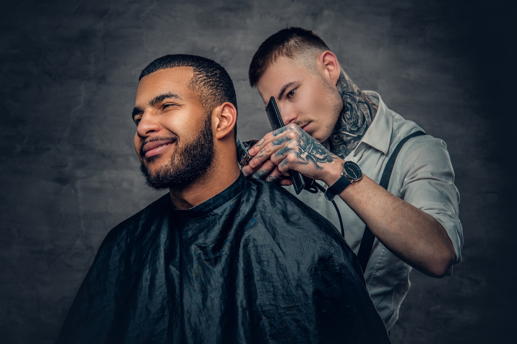 Male Barber Doing Haircut 